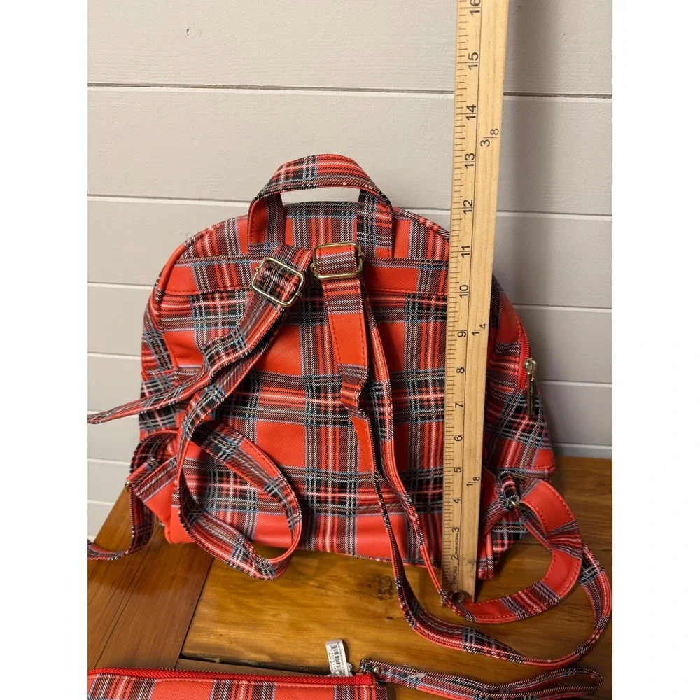 Simply Southern Plaid Backpack and New With Tag Wallet Set Red Black Gray Tartan